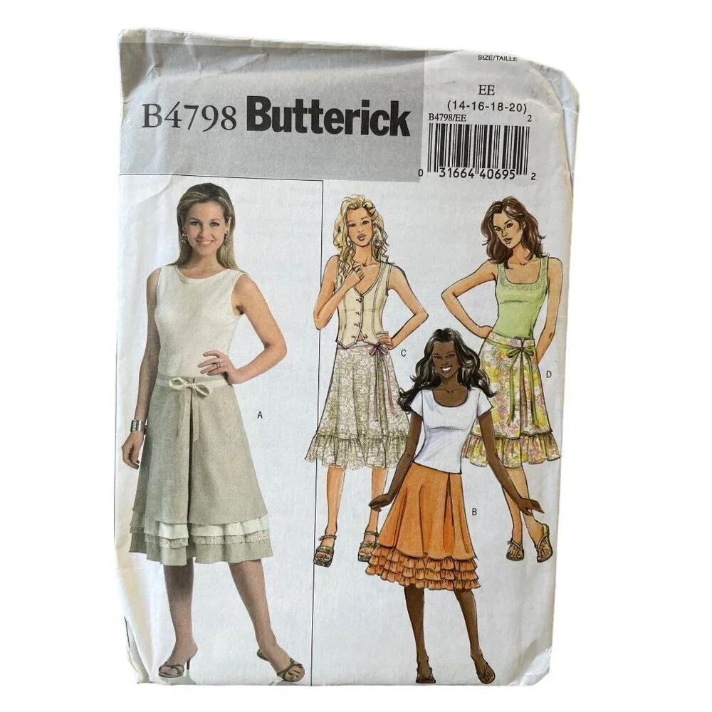 Butterick Sewing Pattern 798 Skirt and Belt Misses Size‎ 14-20